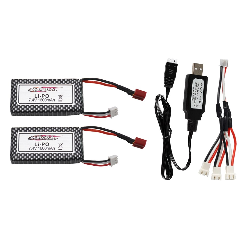 Originele Xinlehong 9125 Afstandsbediening Rc Auto Onderdelen 7.4 V 1600Mah Lipo Batterij XLH9125 Batterij 7.4 V 1600mah: 2pcs USB 3in1