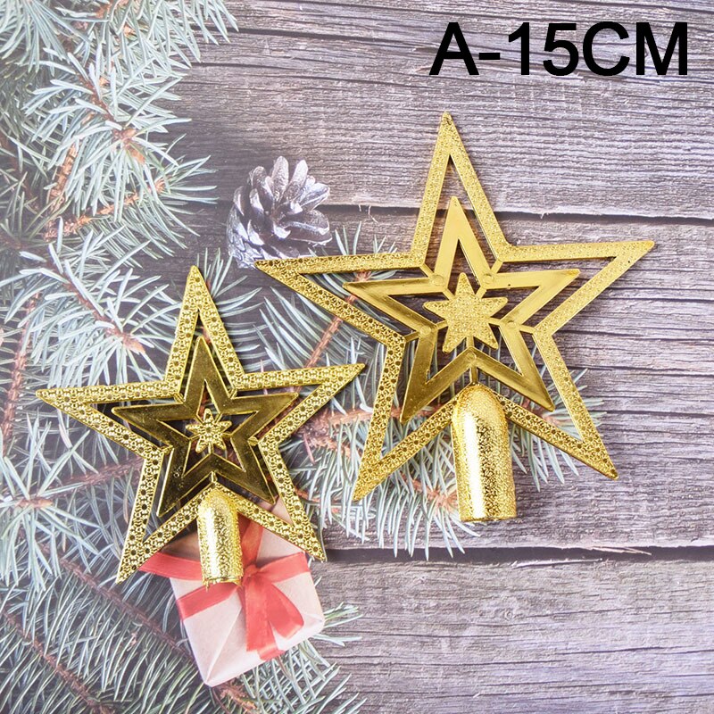 1pc Gold Silver Red Star Christmas Tree Top Star 3D Five-point Star Christmas Home Table Topper Xmas Decoration Merry Christmas: A-15cm1pc
