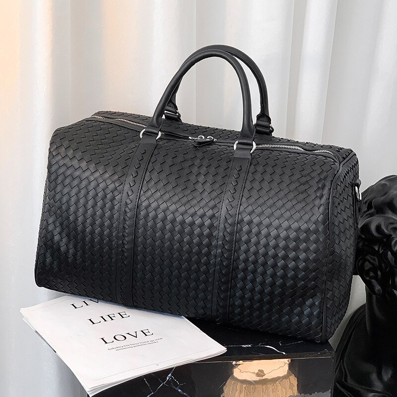 Luxe Handtas Mode Geweven Bagage Tas Grote Tassen Voor Mannen Plaid Plunjezak Casual Business Travel tassen