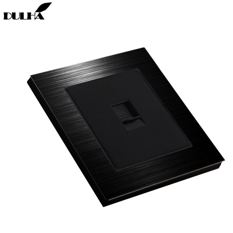 Telephone RJ11 Wall Socket Brushed Aluminum Satin Metal Panel UK US EU Standard Wiring Phone Electric Tel Port Jack Plug Outlet