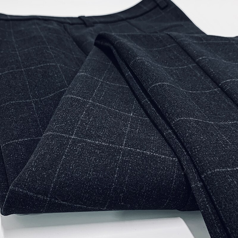 Pantalones clásicos de tela escocesa para hombre, pantalones ajustados de vestir de lana, pantalones de para oficina, pantalones de boda Social, pantalones de hombre Classique