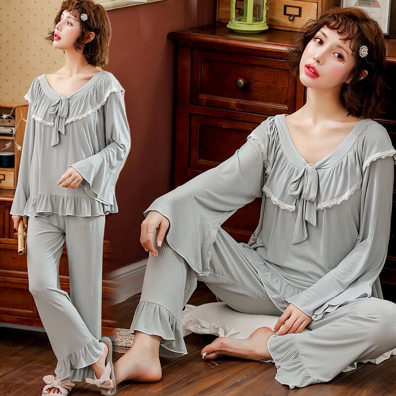 Koreaanse Mode Moederschap Pyjama Elegante Buiten Verpleging Pak Nachtkleding Lente Winter Zwangerschap Kleding Ondergoed Nachtkleding