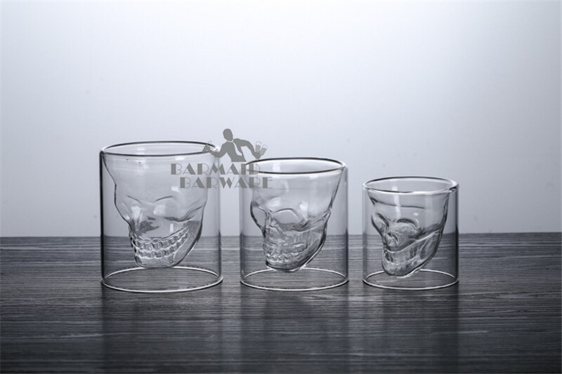 1 stk 150/200ml shotglass cocktail øl hodeskalle glass whisky hodeskalle hode vodka shotglass