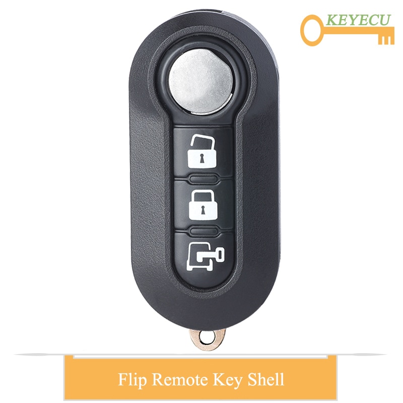 Keyecu Flip Remote Key Case Shell Voor Fiat 500L Mpv Ducato, Voor Citroen Jumper, Voor Peugeot Boxer, fob 3 Button - P/N: RX2TRF198
