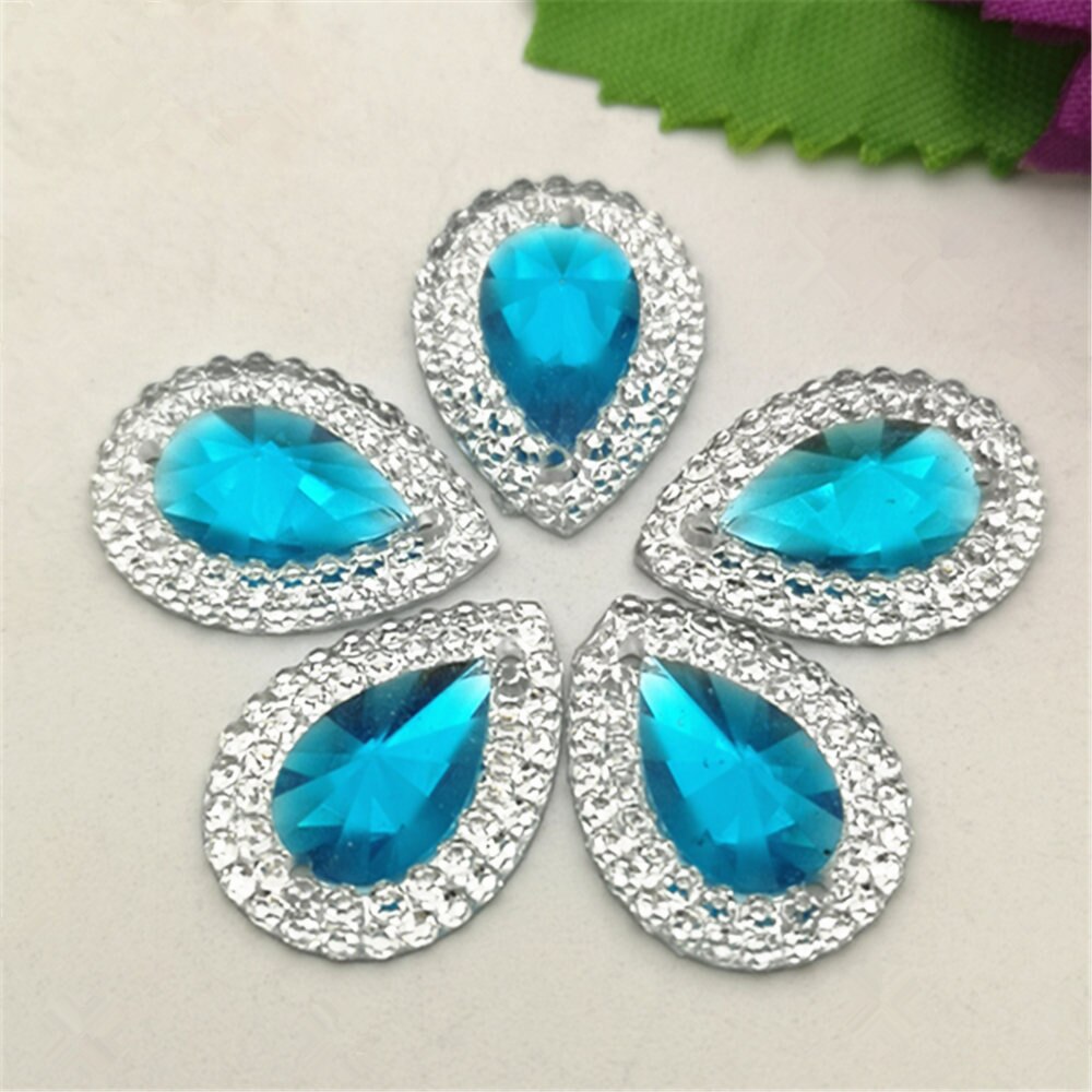 Diy 20 Stuks Mix 13Mm * 18Mm Resin Vorm Plaksteen Strass Bruiloft Decoratie: Lightblue 20pcs