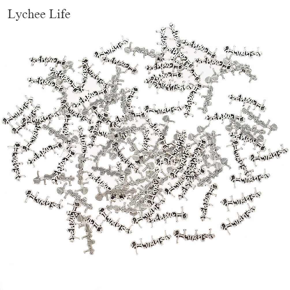 Lychee life 100 stk håndlavet brev metal tøjmærker diy syposer tøj håndværk dekoration tilbehør: Antik sølv