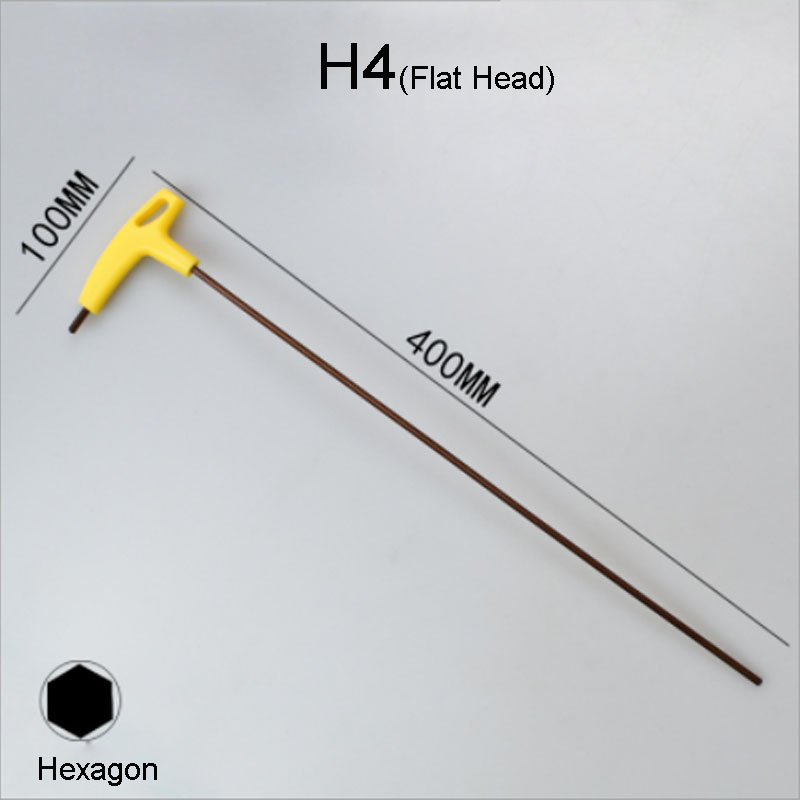 1PCS T-Handle Hex Key Wrench 400mm Flat/Ball head Hex Socket Screwdriver Universal Double-end Wrench Allen Screws Tools: H4-400MM Flat