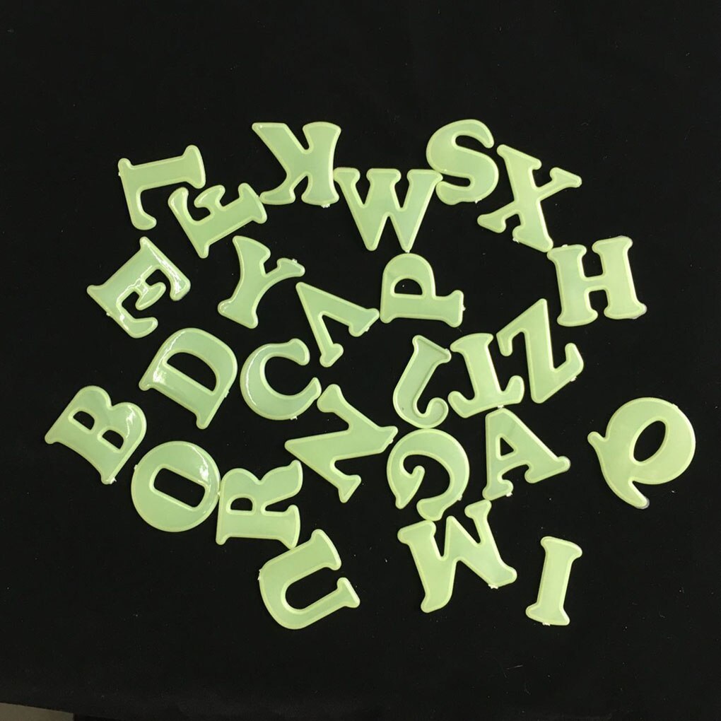 Luminous 26 English Alphabet Letter Absorb Light Glow In The Dark Decor Wall Switch Luminous Alphabet Stickers Child Educational