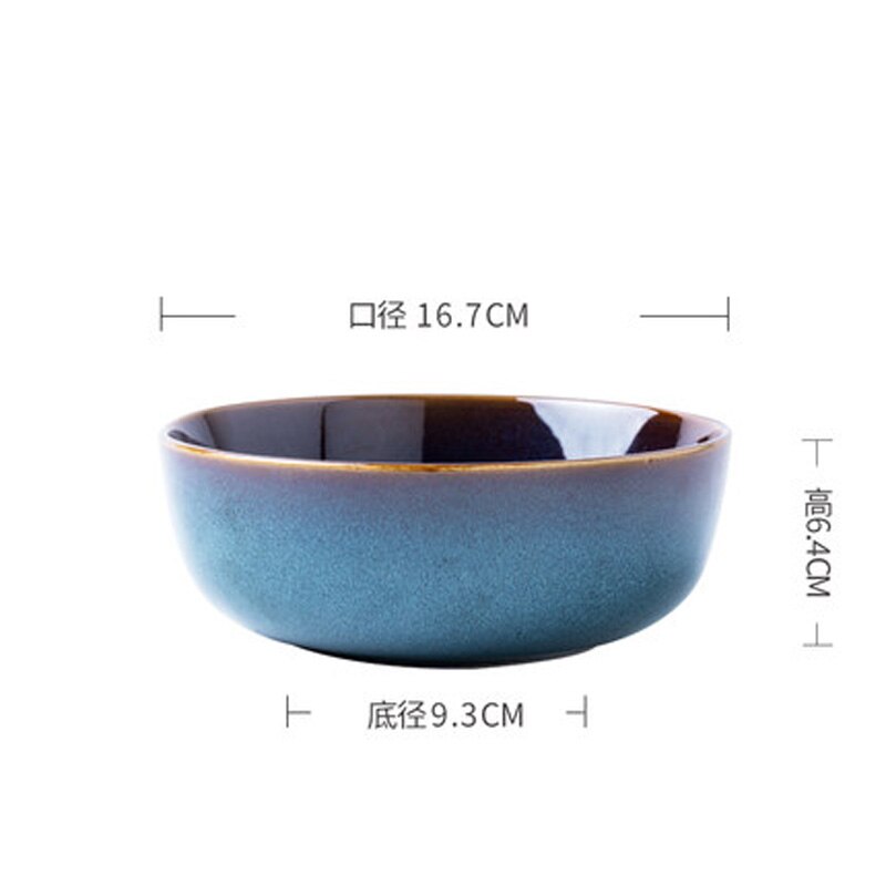Retro ceramic tableware household dishes, dishes, steak dishes, rice bowls, soup bowls, noodle bowls, Nordic solid color Western: B
