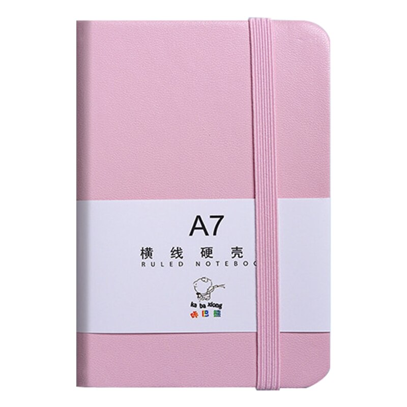 634A Hardcover Notebook A7/A6 Leather Notepad Pocket Journal Planner with Elastic Strap Wide Lined Paper for Adult Journaling