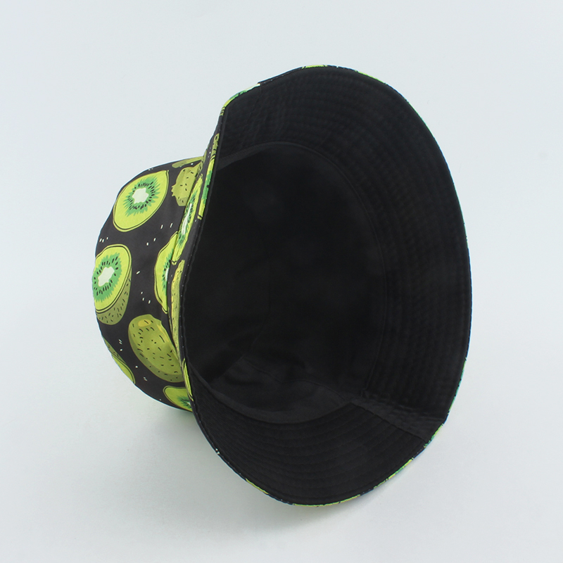 Bob Bucket Hats Men Women Summer Sun Cap Hip Hop Gorros Fruit Kiwi Apple Lemon Strawberry Print Reversible Fisherman Hat