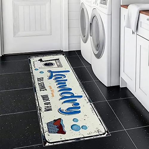 Laundry Room Rug Non-slip Flannel Floor Mat for Washroom Mudroom Kitchen Mat Area Rugs Laundry Runner Rug Tapis Cuisine: 50x160cm / Red