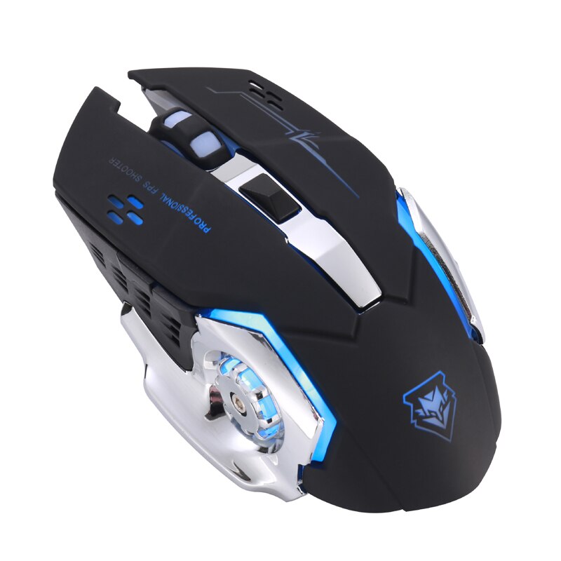 2.4Ghz Wireless Optical Computer X8 Mouse Wireless Charging Game Mouse Mute Luminous Mechanical for Gamer PC: Black