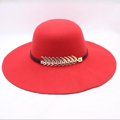 Kvinders hat kasket kvinde klassisk retro jazz varm damer fedora spand bomuld søde kasketter bred skygge top solhat trendy vintage: Rød