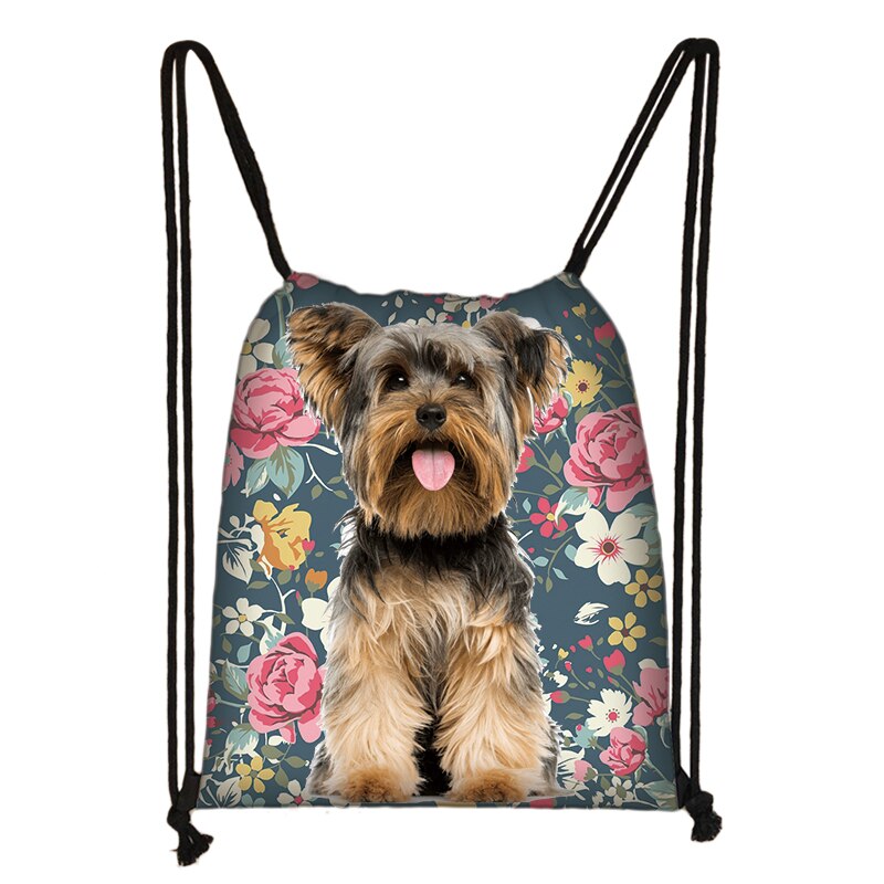 Sød yorkshire terrier / shiba inu / beagle / bulldog snøre taske dame opbevaringstaske hvalp hund rejsetasker rygsæk: Skdyorkshire 07