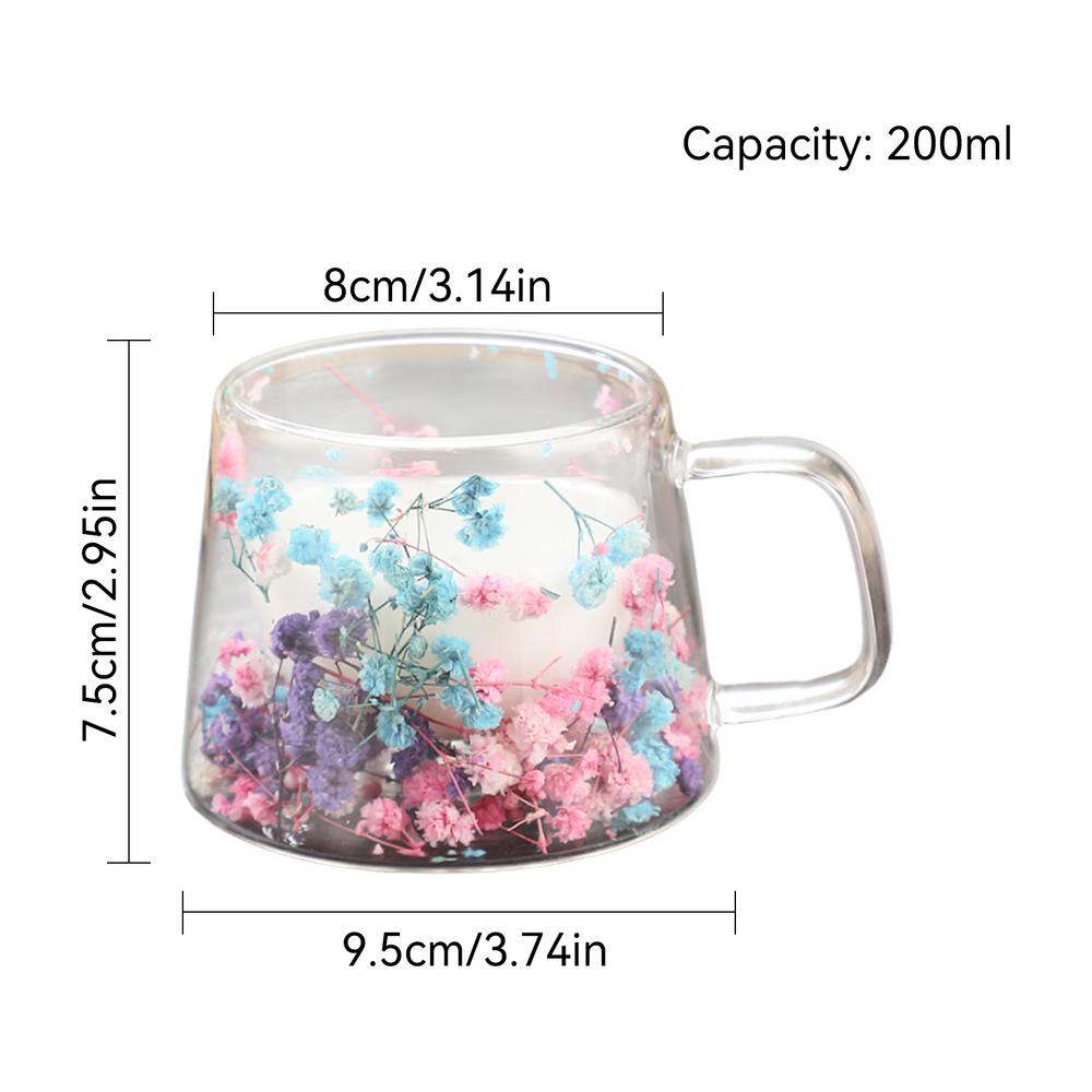 Dubbelwandige glazen koffiemok geïsoleerde bloem glazen espressokopje heldere melkbekers vulling gesimuleerde bloemen theekopje sap waterbeker