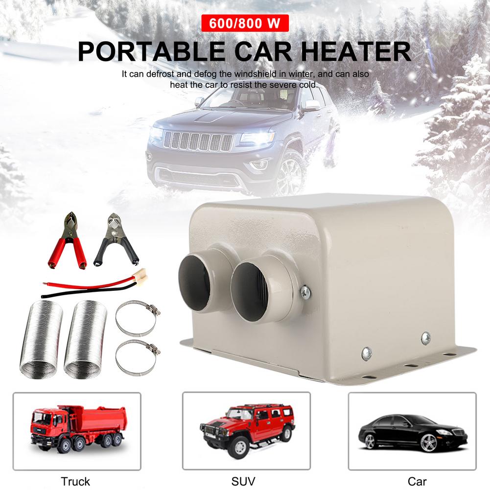 12V/24V 600W/800W Car Heater Portable Constant Temperature Heating Defroster Defogging 2 Holes Autonomous Heater 12v Fan Webasto