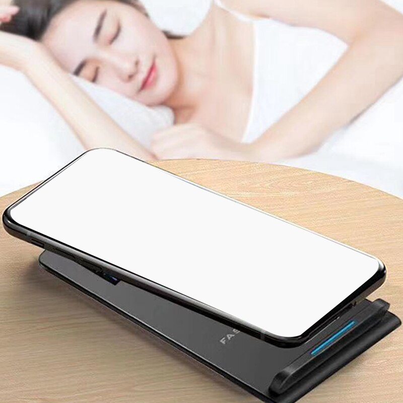 Desk Clock with Time/Temperature Display & Wireless Charging Pad Dock for IOS & Android,for Bedroom,Home & Office