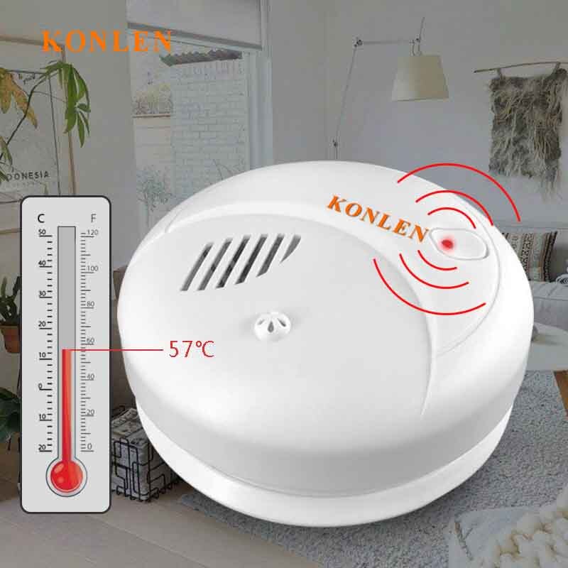 KONLEN-Detector de temperatura de humo inalámbrico, Detector combinado de humo y calor, Alarma de seguridad contra incendios, Sensor de sonido, Flash LED, para seguridad del hogar