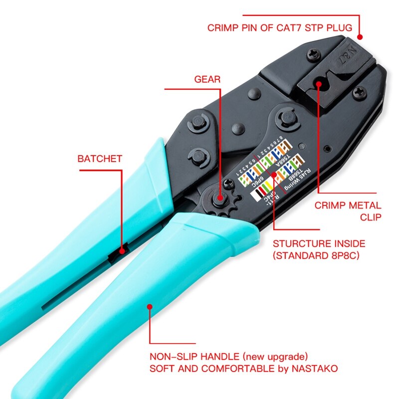 RJ45 Tool Cat7 Crimper Cat7 Connector Krimptang Kabel Crimper Tang Voor Cat7 Cat6A Afgeschermde Metalen Clip Connector