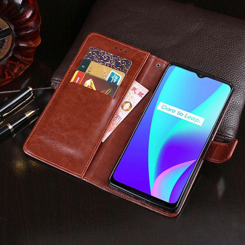 For Realme C15 Case Flip Wallet Business Leather Capa Phone Case for Realme C15 Cover Fundas Accessories