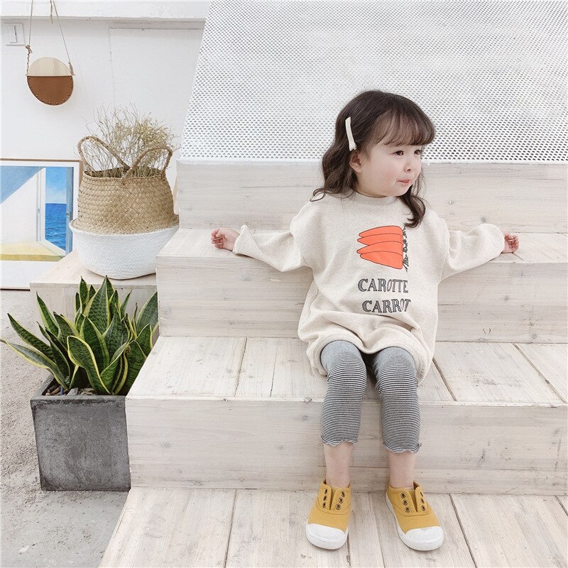 2020 del nuovo Bambino di Autunno Delle Ragazze di Modo Felpe Carota Stampa Vestiti di Cotone per I Bambini Bambino A Maniche Lunghe Della MAGLIETTA Delle Ragazze Pullover