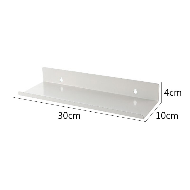 One-word Partition Shelf Nordic Modern Simple Home Decoration Living Room Bedroom Bathroom Wall Hanging Free Punch Display Stand: White 30x10x4cm