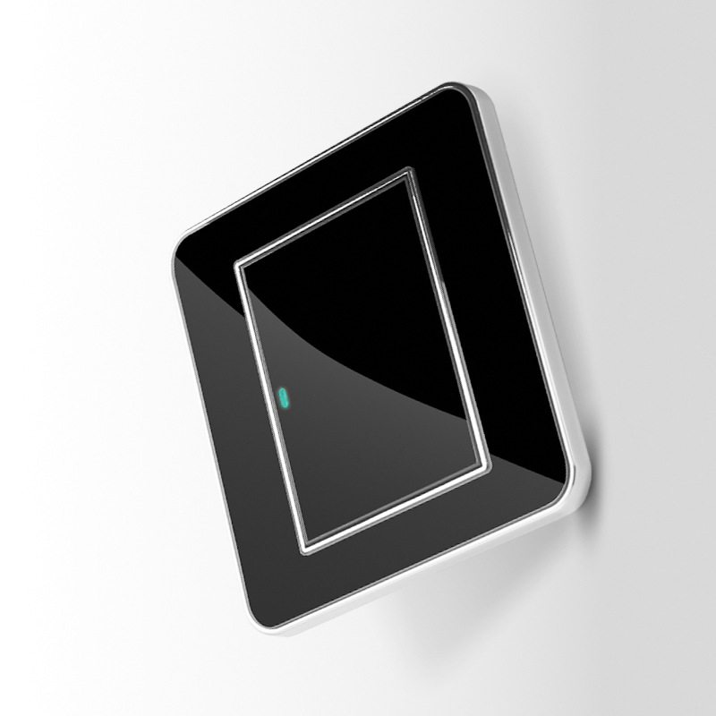 86 Press Button 1 Gang 1 Way LED Random Point Switch Mirror Acrylic Household Stainless Steel Brushed Panel