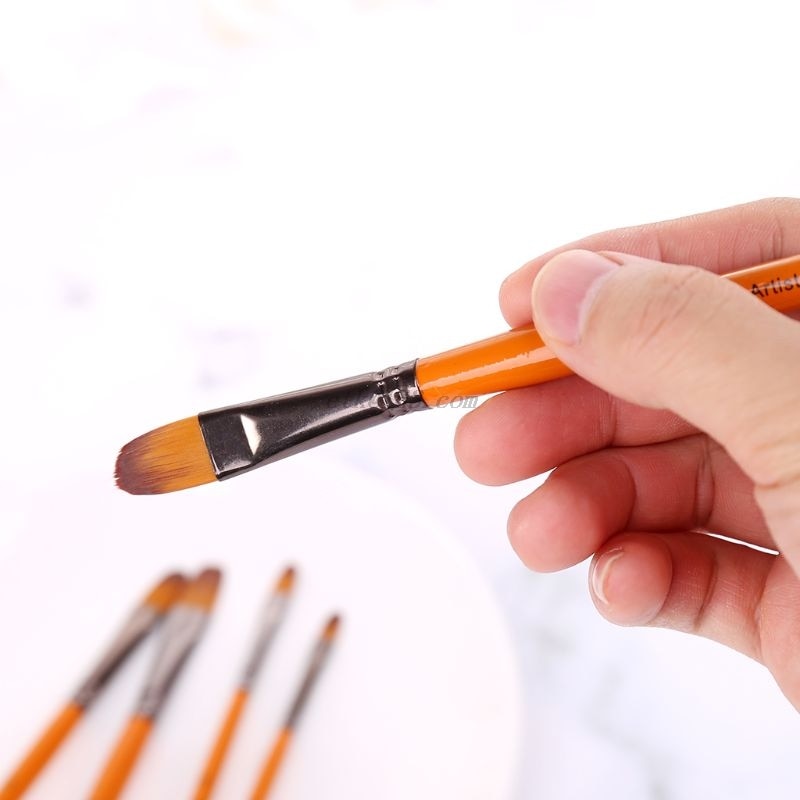 5 uds Filbert pinceles de pintura acuarela pelo nailon Gouache pinceles herramientas de arte