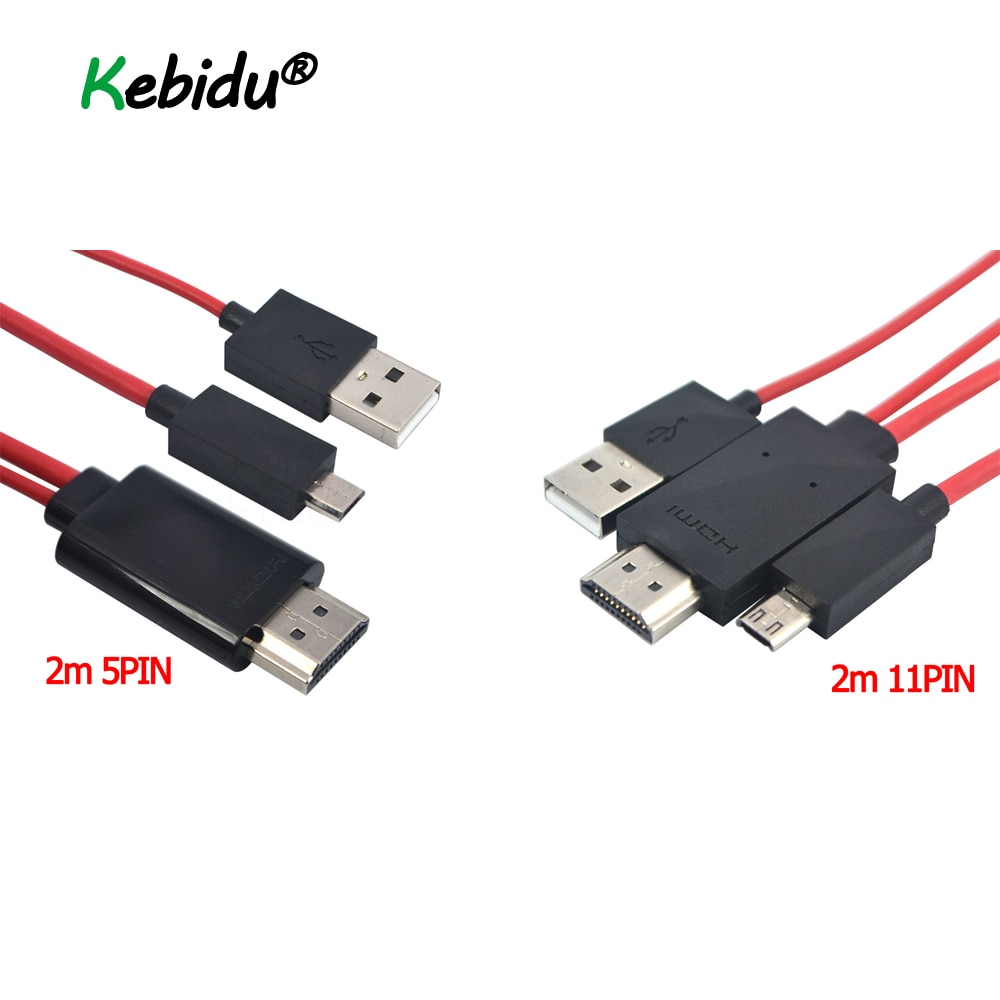 Kebidu 1080P Full HD Micro USB To HDMI Cable For MHL Output Audio Adapter HDTV 5Pin 11pin Adaptor For Samsung Galaxy S2 S3 S4 S5