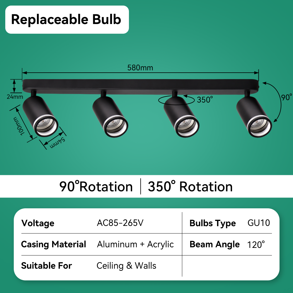 220V LED Spot Lights Home Decoration Ceiling Lights GU10 Adjustation Sport Lighting For Bedroom Kitchen 3 Color Track Lighting: L / RGB