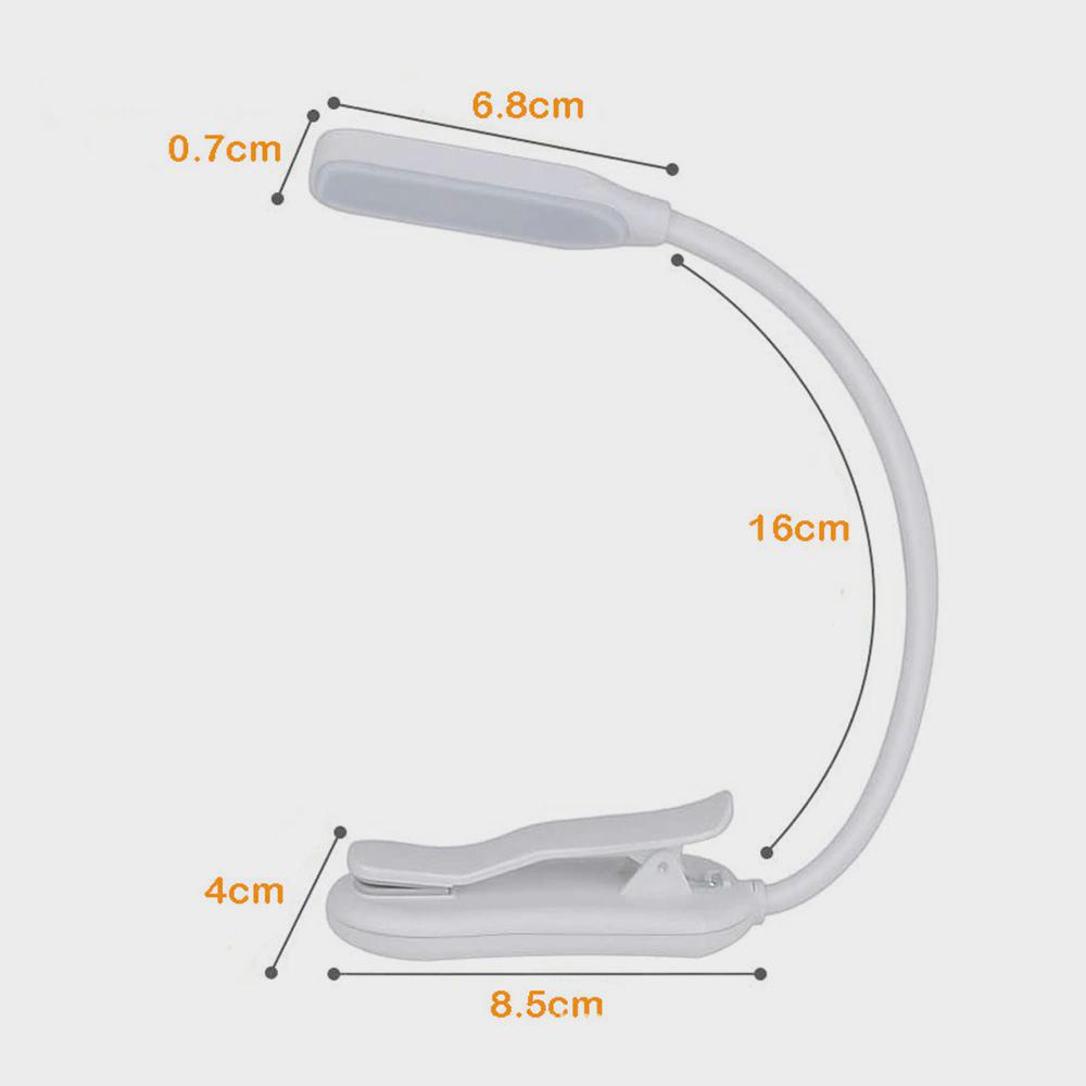 Oplaadbare boeklamp Dimmende leeslamp op 3 niveaus Daglicht Flexibel clip-on licht Boekleeslamp voor lezen in bed