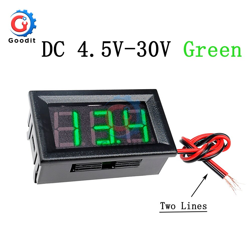 Dual LED Display Mini Digital Voltmeter Amperemeter DC 100V 10A Panel Amp Volt Spannung Strom Meter Tester 0,56" weiß/Schwarz Fall: 5-30V 0.56inch Green