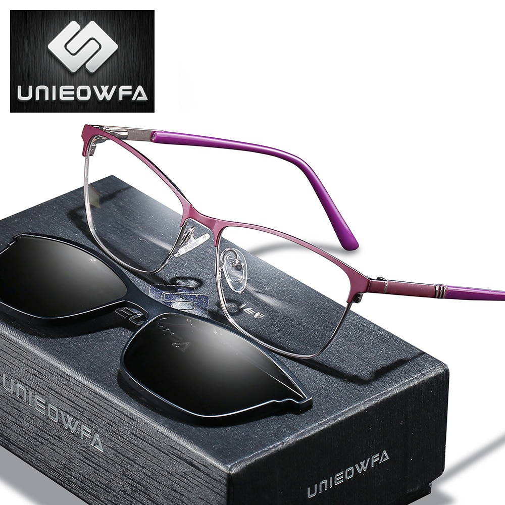 Myopia Prescription Eyeglasses Frame Optical Magnet Clip Glasses Frame Women Cat Eye Polarized Magnet Clip on Sunglasses Female
