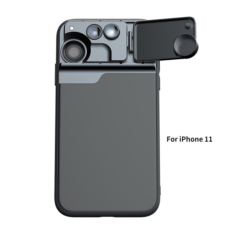5 In 1 Telefoon Lens Kit 20X 25X Super Macro Lens Cpl Fisheye 2X Telelens Case Voor Iphone 12 pro Max/11 Pro Max Mini: For iPhone 11
