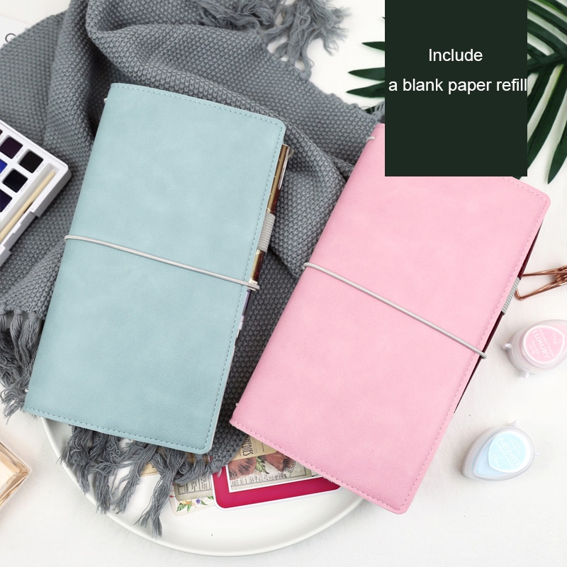 Jamie Notes Flipped Leather Traveler's Notebook Bandaged Journals and Notebooks Midori Refillable Planner School Stationery