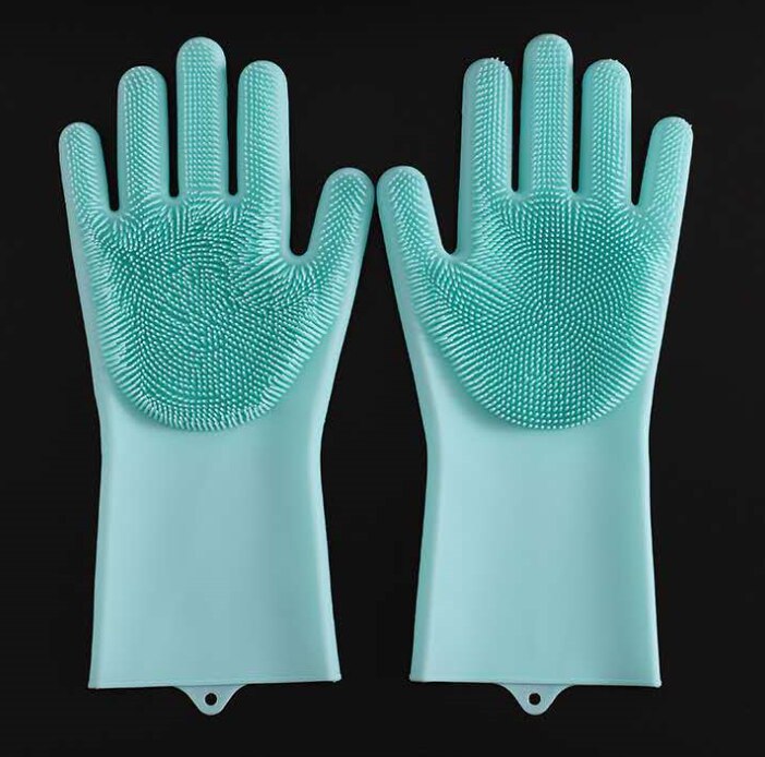 Silikone rengøringshandsker multifunktion magisk silikone opvaskemiddel handsker silikone handske køkkenudstyr: Hvid