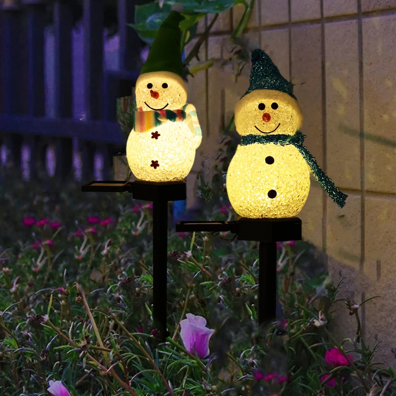 Christmas Pathway Lights Solar Powered LED Snowman Lamps Outdoor Ground Stake Light For Garden Patio Pathway Yard Decorations