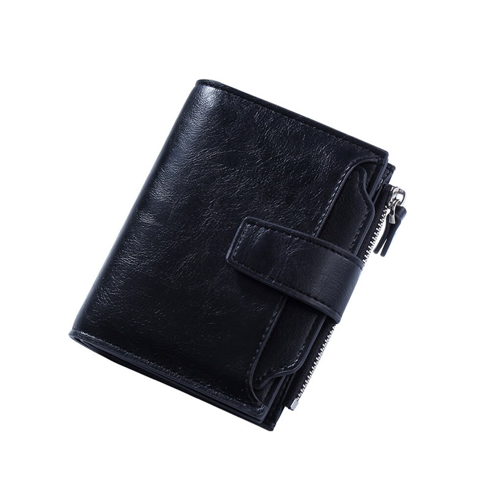 nueva cartera de mujer de cuero Pu Simple sólido portátil Mini monedero ID tarjeta de crédito: Black