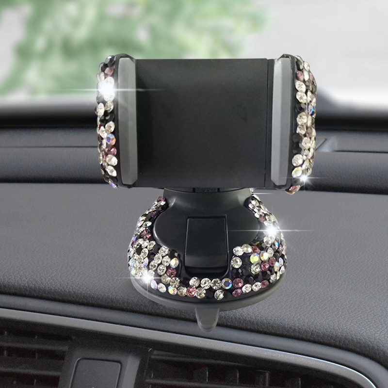 Soporte de teléfono para salpicadero de coche, accesorio 3 en 1 de 360 grados, con ventanillas y ventilación de aire, con cristal tipo diamante DIY para BMW y Toyota: Purple 1Pcs