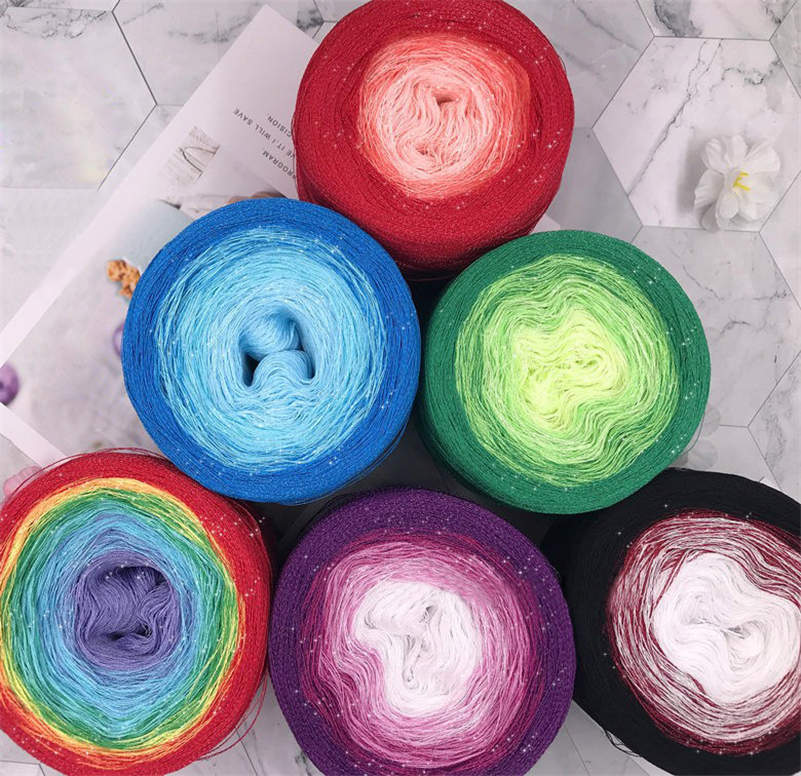 Cake Gradient Rainbow Color Cotton Yarn 500g Fancy Hand-Crocheting Yarn for Shawl Children Dress Diy Hand Knitting Materials