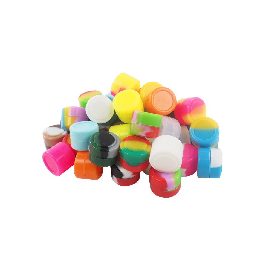 200 stks/partij 2 ml kleurrijke de mini Non Stick Siliconen wax Container Anti-aanbak Potten