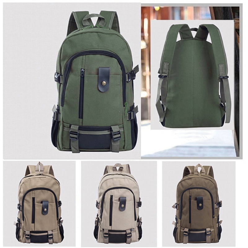 Men's Canvas Backpack Large-capacity Schoolbag Explosion Solid Color Rucksacks Casual Travel Sport Bag Backpack