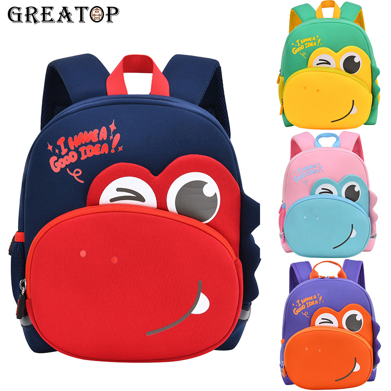 GREATOP-Mochila con dibujos de dinosaurios en 3D para niños y niñas, morral escolar para niños pequeños de 2 a 5 años
