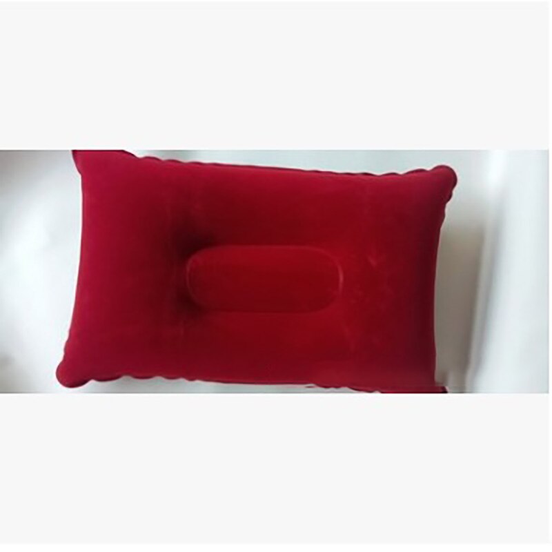 Inflatable Pillow PVC Nylon Sleep Air Pillows Ultralight Home Cushion Camping Travel Hiking Beach Car Plane Head Rest Camp Gears: Red wine