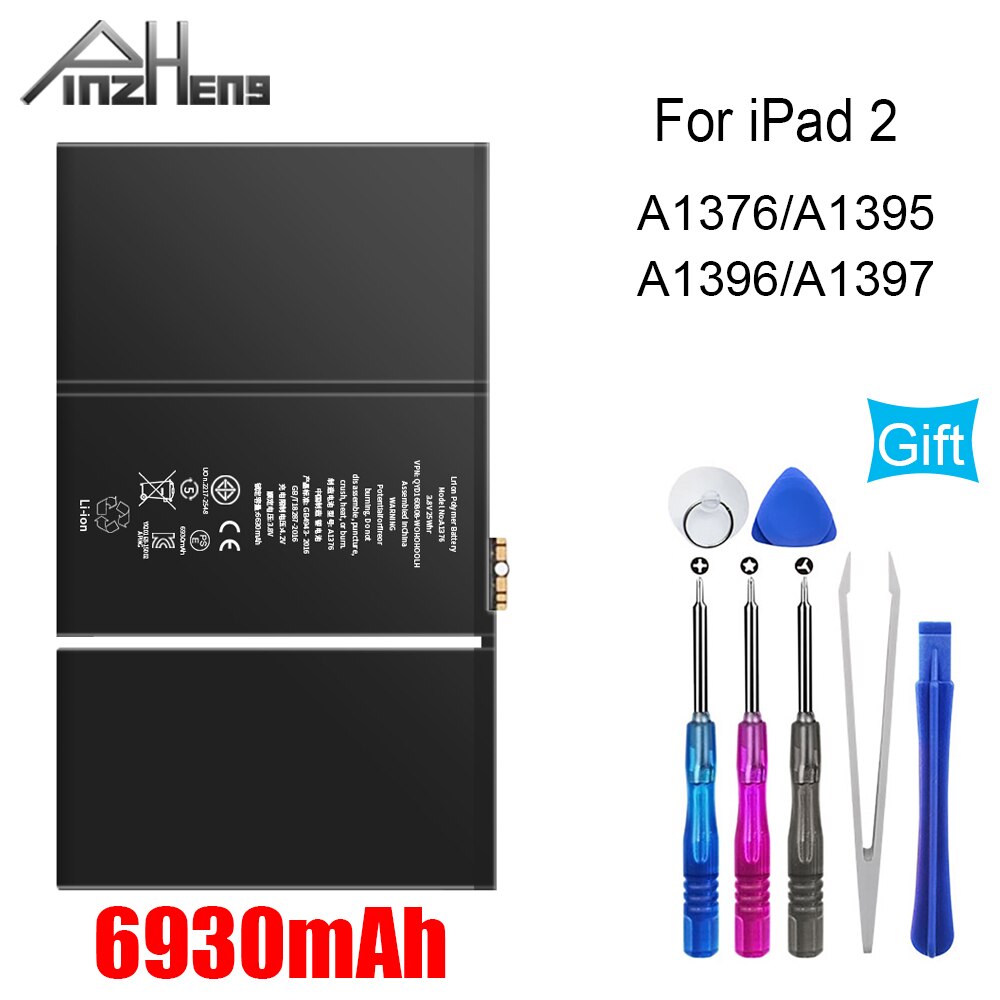 PINZHENG 6930mAh Tablet Battery For iPad 2 A1376 A1395 A1396 A1397 A1316 Bateria For iPad 2 Replacement Battery With Tools