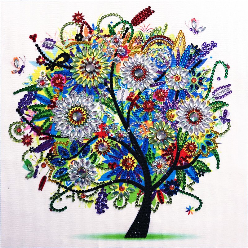 5d gör-det-själv diamantbroderier fyra årstider blomma träd speciell form diamantmålning strass kristall diamant hyllor hem de: Sommar