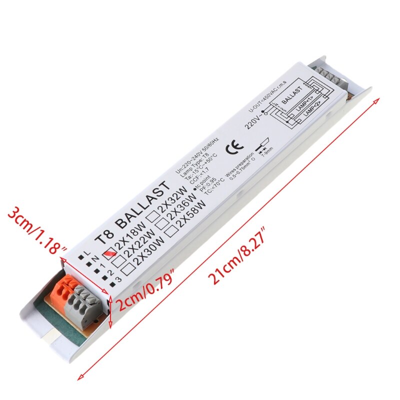 T8 220-240V Ac 2X58W Breed Voltage Elektronische Ballast Tl Lamp Voorschakelapparaten