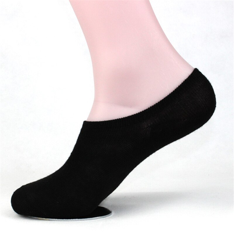 1 par forår sommer mænd sokker ensfarvet vild lavvandet mund felmen piger kvinde usynlig tøffel sports sokker: Wz047- sorte