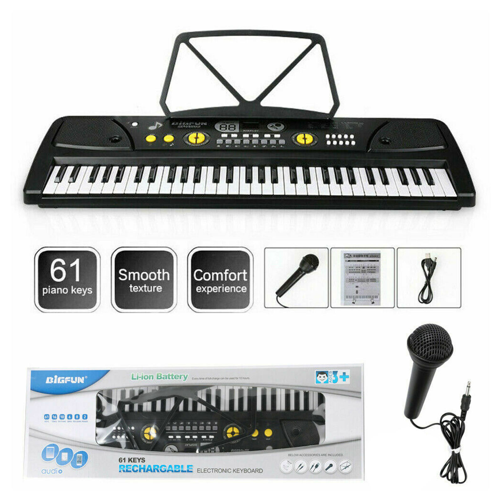 61-Key Digital Pianos Keyboards - Portable Electronic Musical Instrument